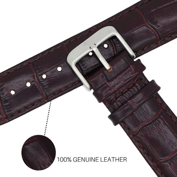 Brown/Red Genuine Leather Watch Band Quick Release 18mm 20mm 22mm - Picture 2 of 4